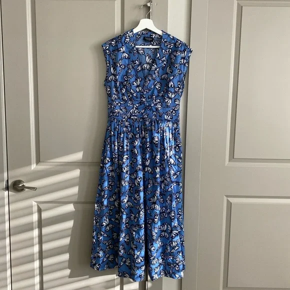blue and white plus size dresses Angela Plus Size Floral V Neck Dress, White / 1X main image 0